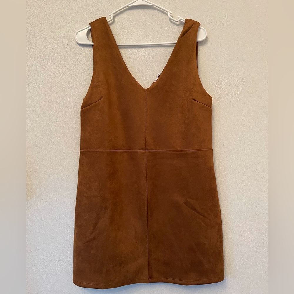 Mango MNG brown faux suede mini shift dress